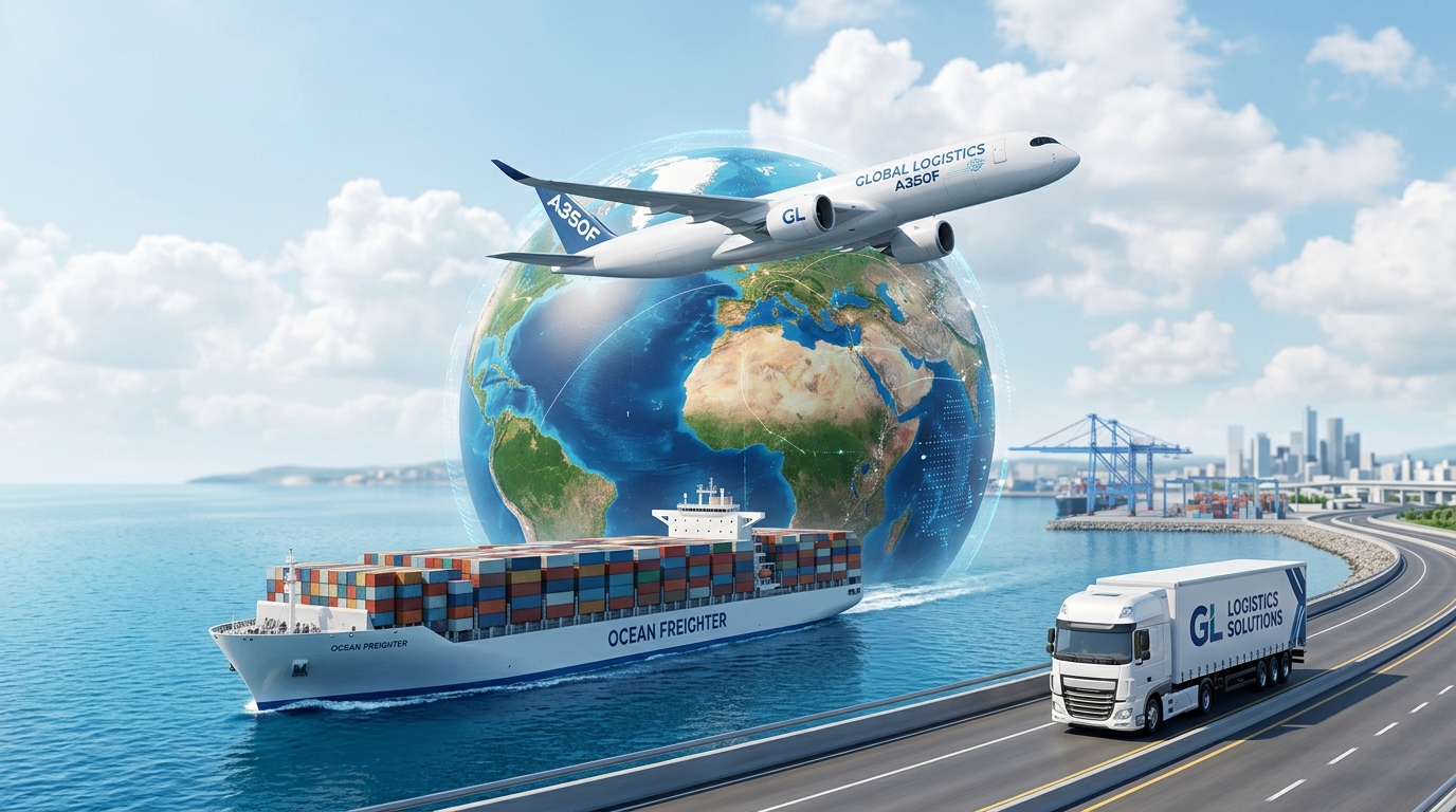LogiTrans Logistics Transportation Fleet Airplane Ship Truck